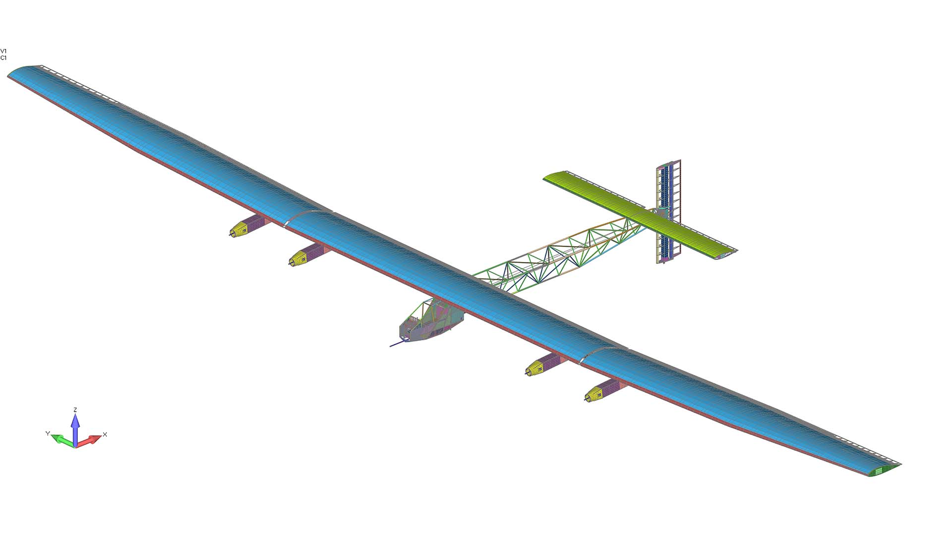 Experimental plane modeled in Simcenter Femap