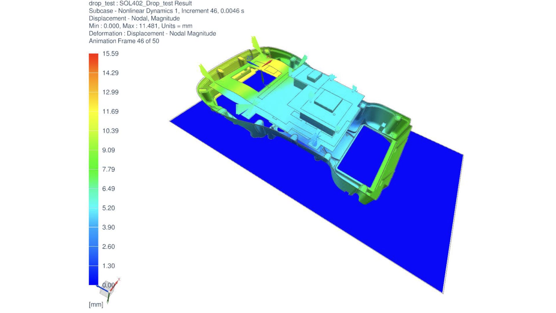 A nonlinear drop test in SImcenter Nastran