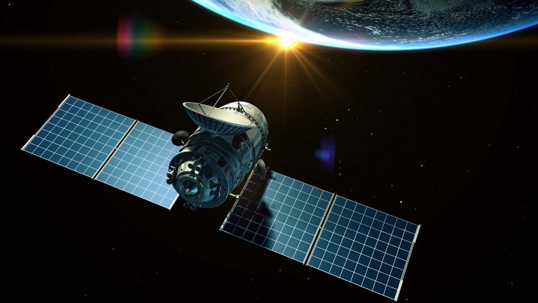 Rendering of a satellite in orbit