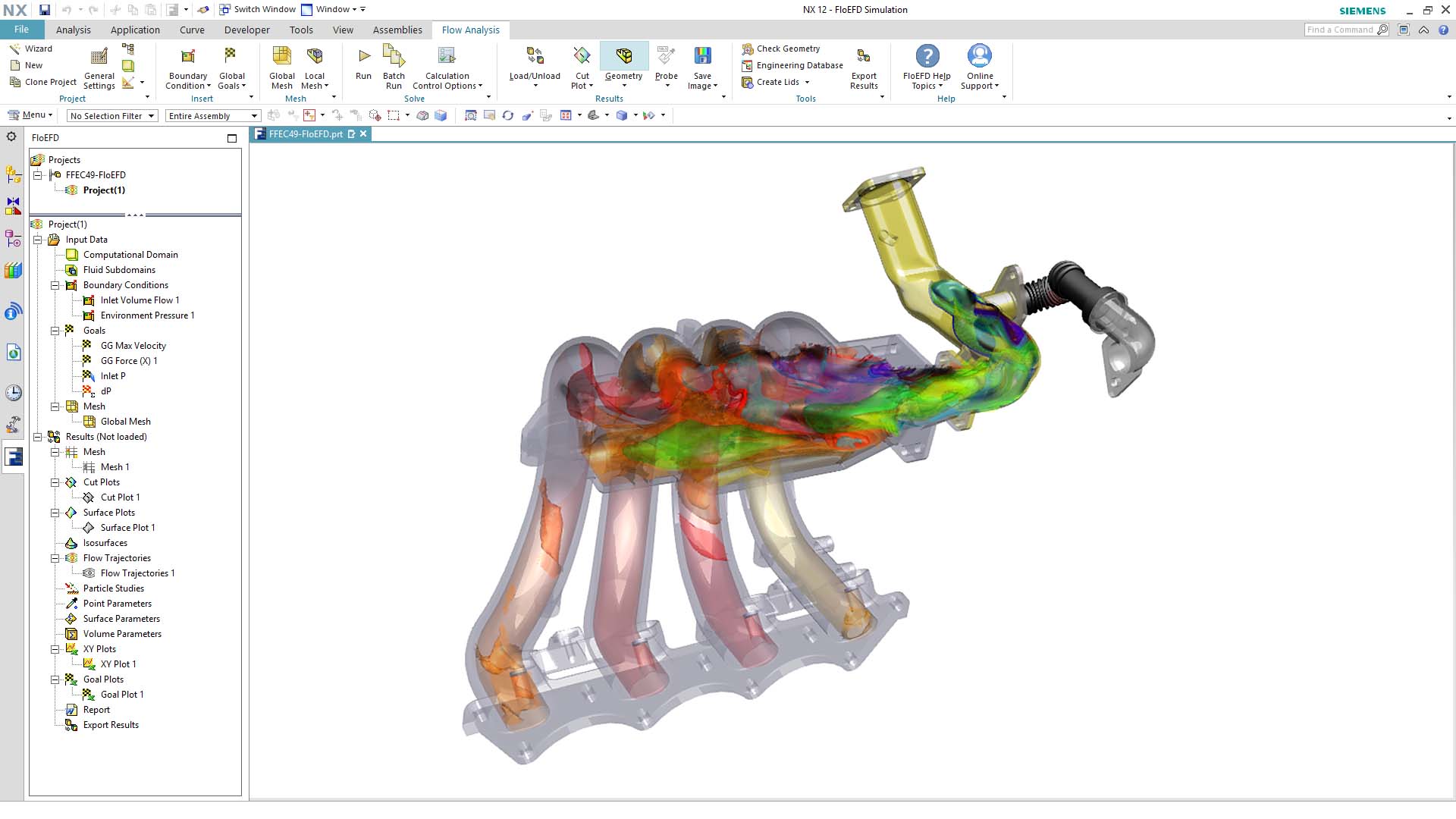 Exhaust manifold FLOEFD simulation in Siemens NX