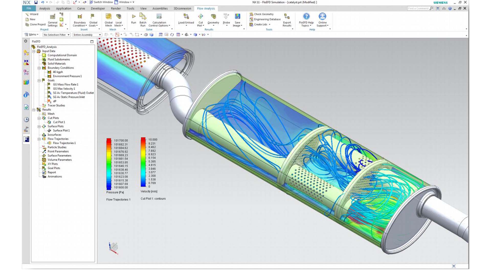 Muffler thermal simulation using FLOEFD in Siemens NX