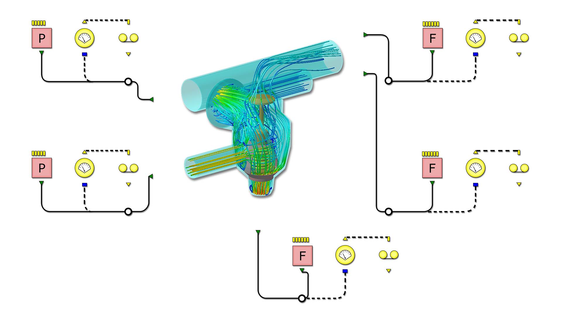 A five-arm thermostat in Simcenter Flomaster