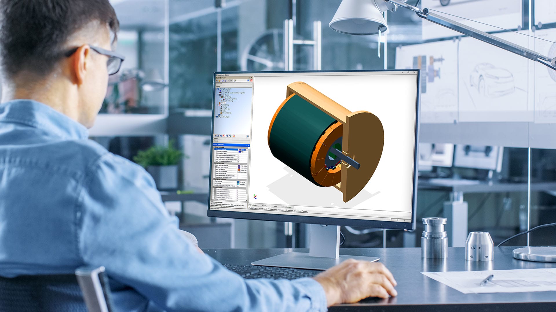 An engineer using Simcenter Motorsolve