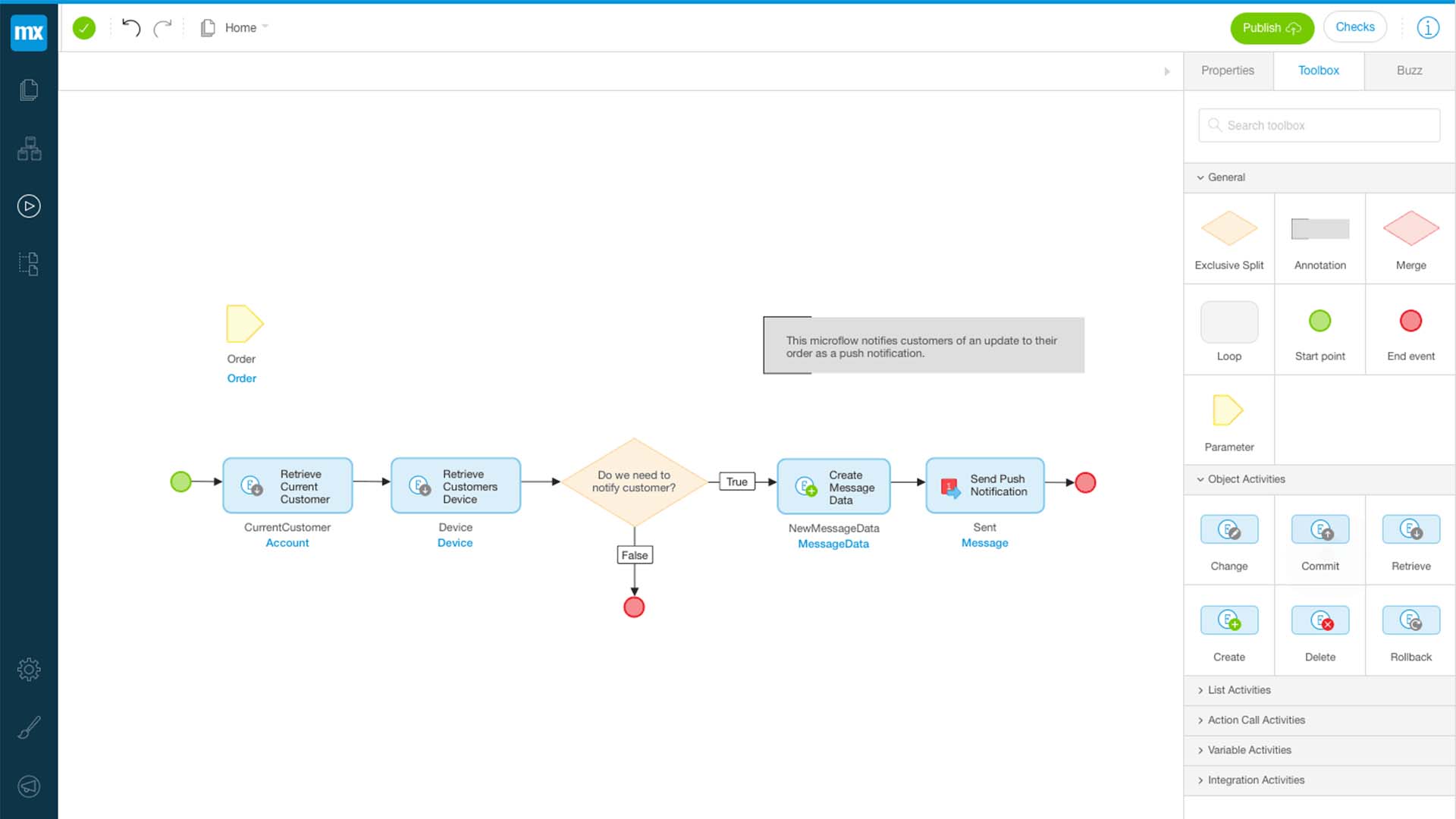 Mendix low-code interface