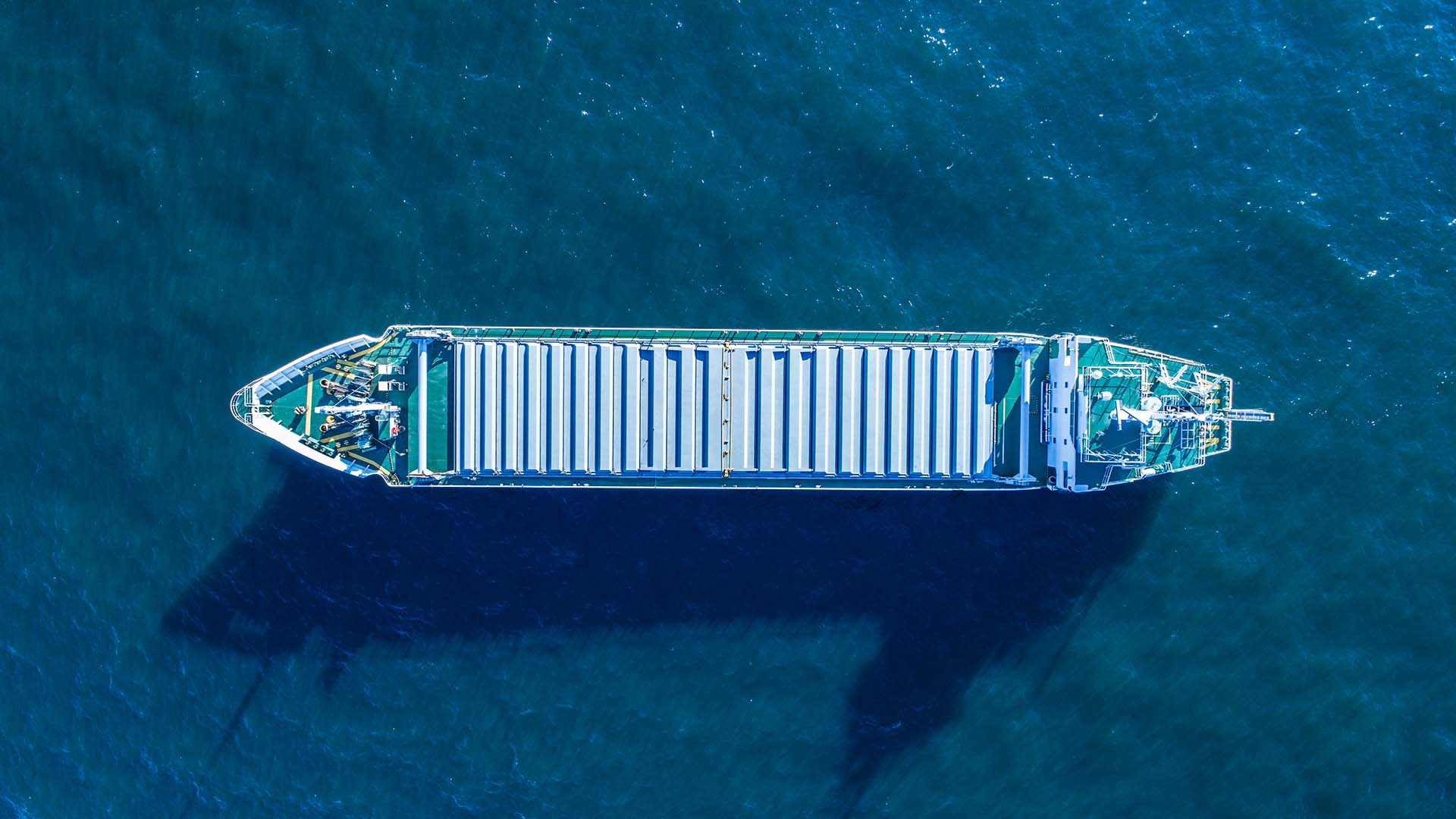 A cargo ship in the ocean