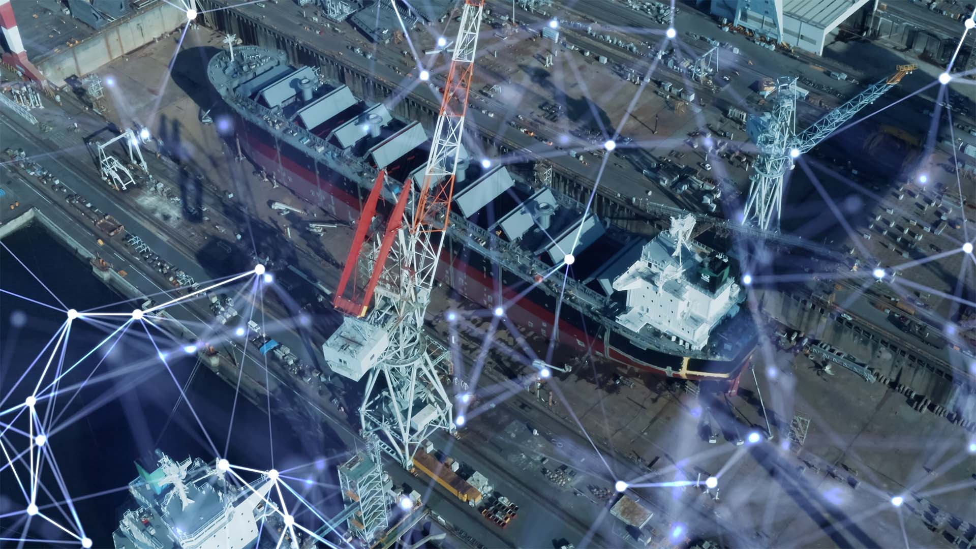 A cargo ship being built