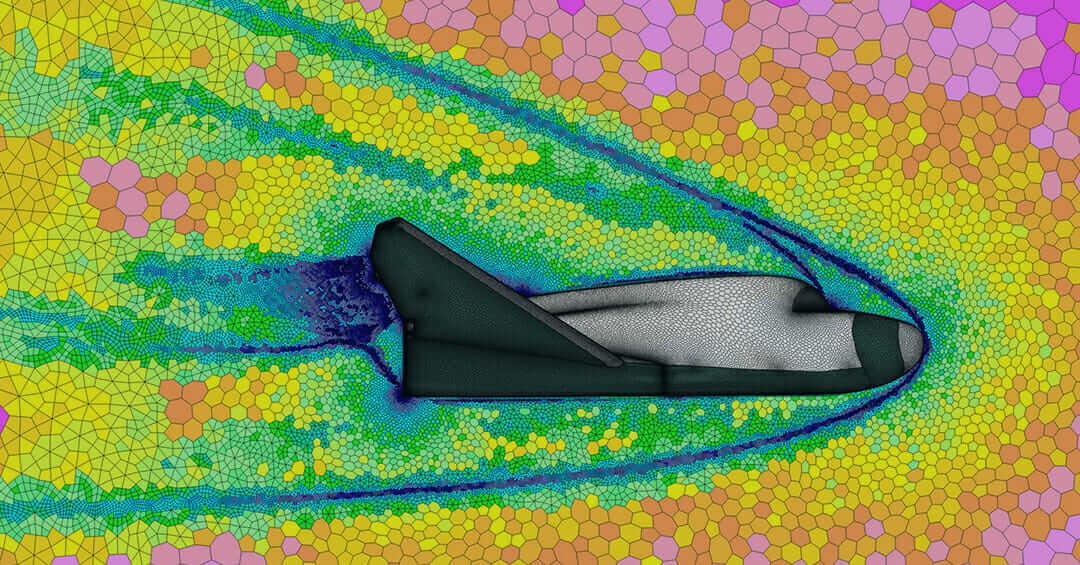 Spacecraft showing computational fluid dynamics (CFD)