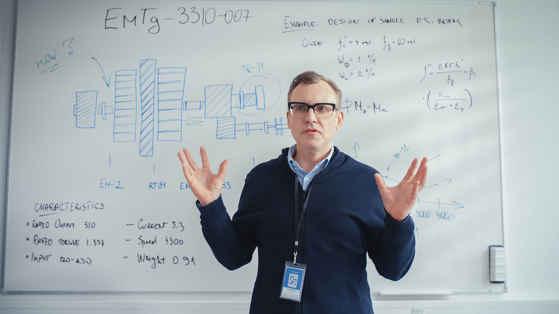 A male teacher teaching a class