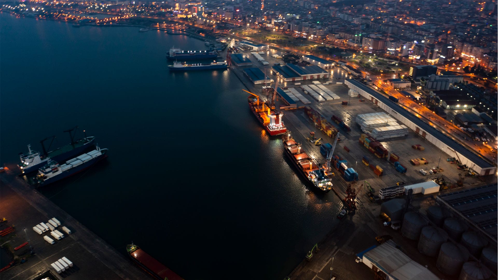 Ships docked at a port